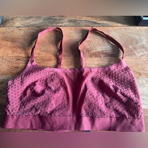 Soma Rosy Pink Bralette w/ Adjustable Straps & Honeycomb Floral Fabric - Size L